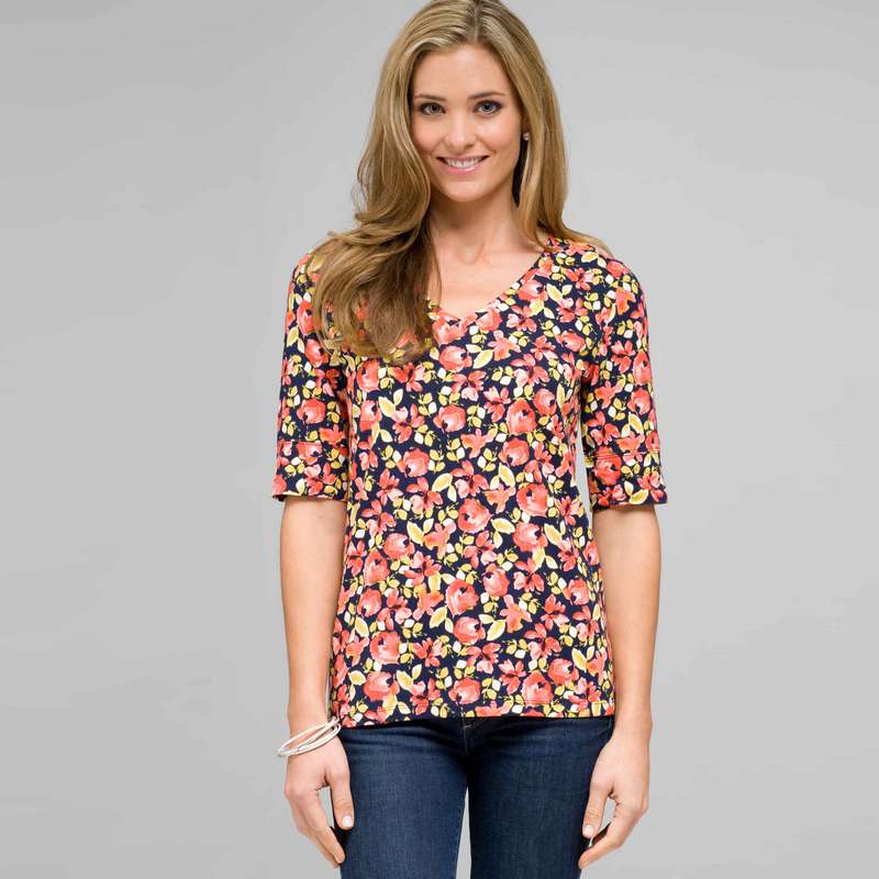 Floral V-neck Knit, Multi, large image number 0